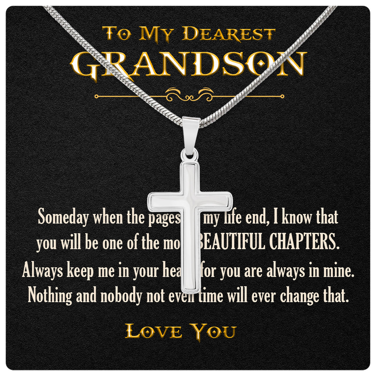 Cuban Necklace Gifts For Grandson With Personalized Message Card Necklace