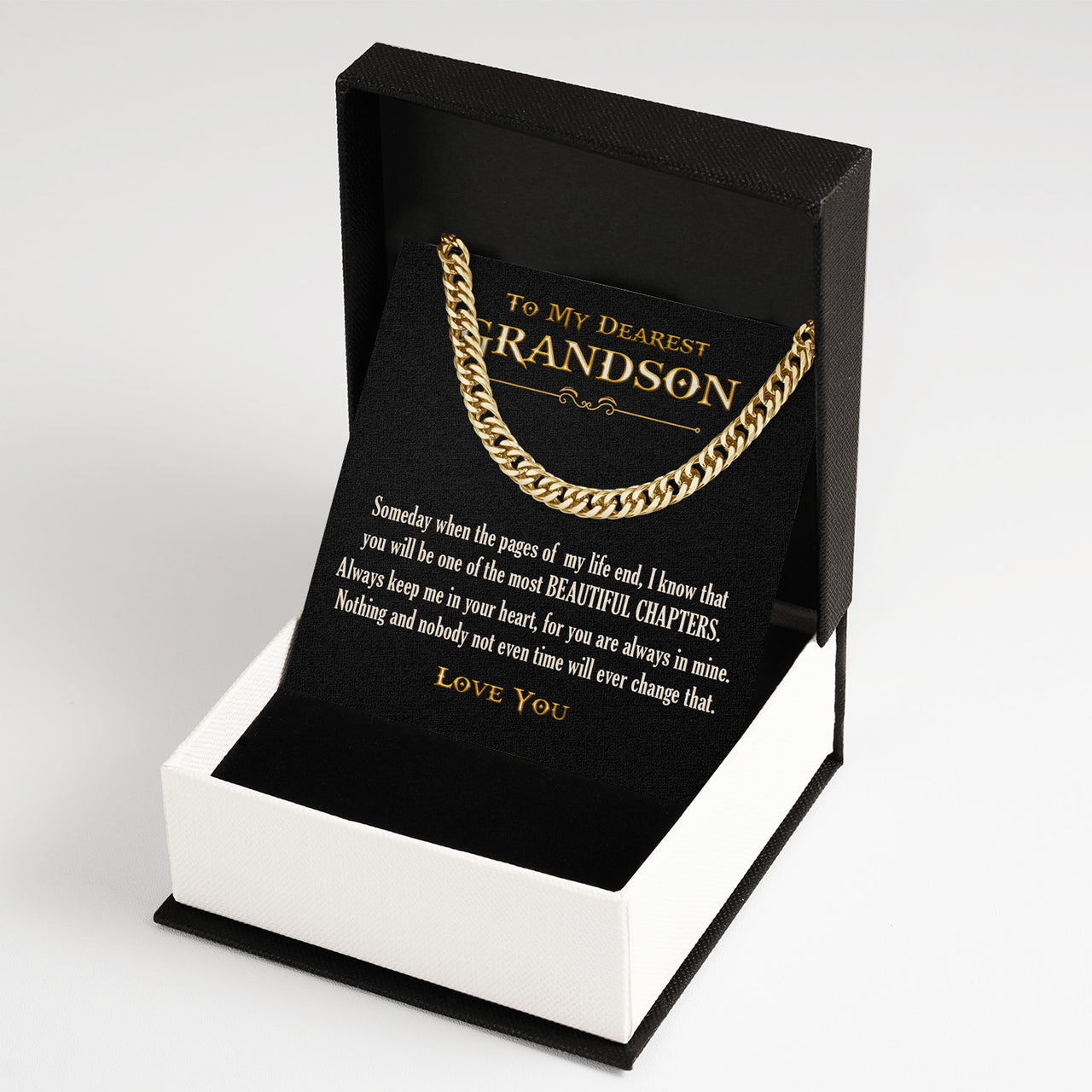 Cuban Necklace Gifts For Grandson With Personalized Message Card Necklace