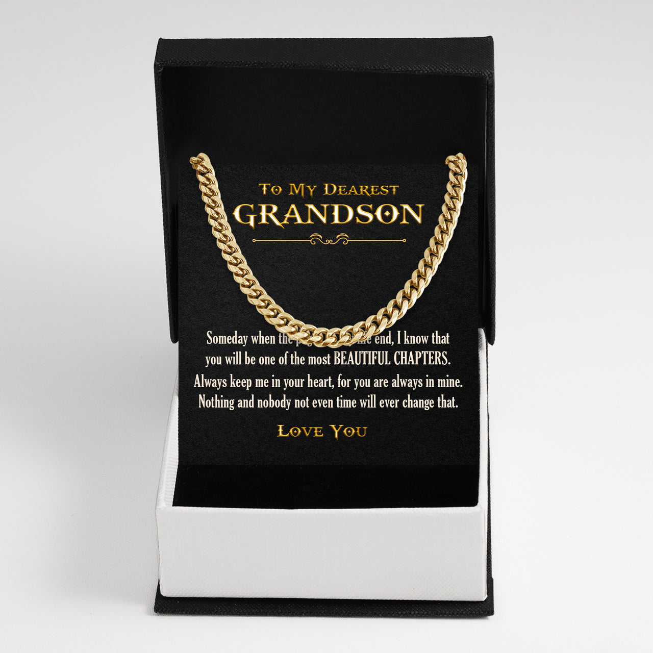 Cuban Necklace Gifts For Grandson With Personalized Message Card Necklace