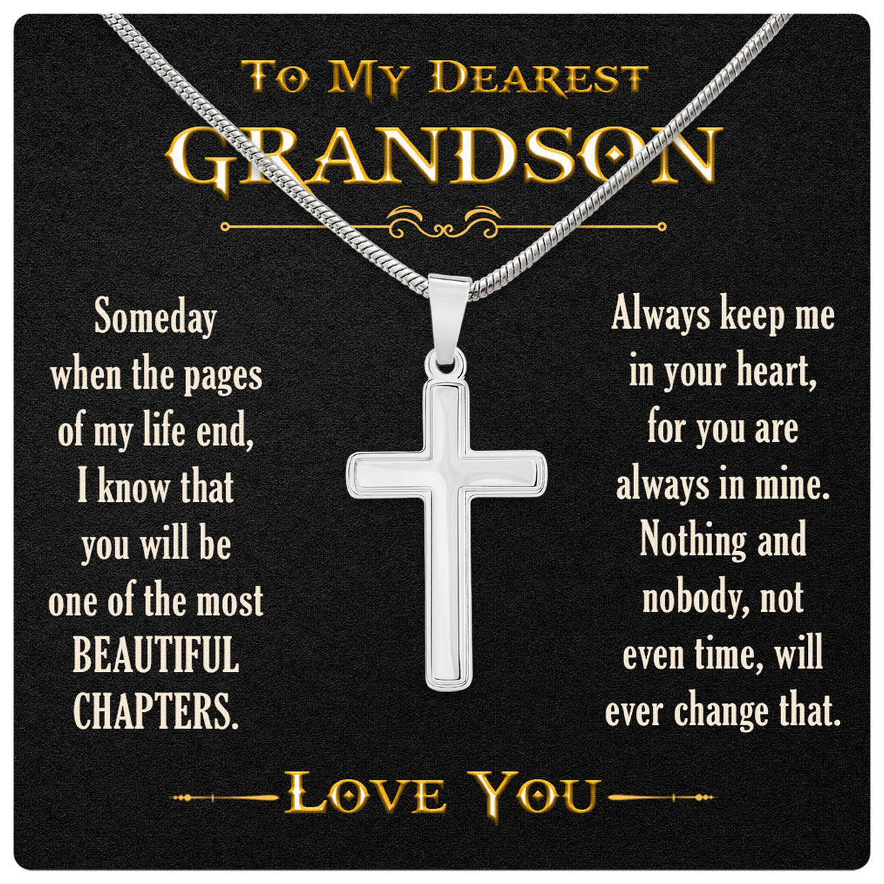 Cuban Necklace Gifts For Grandson With Personalized Message Card Necklace