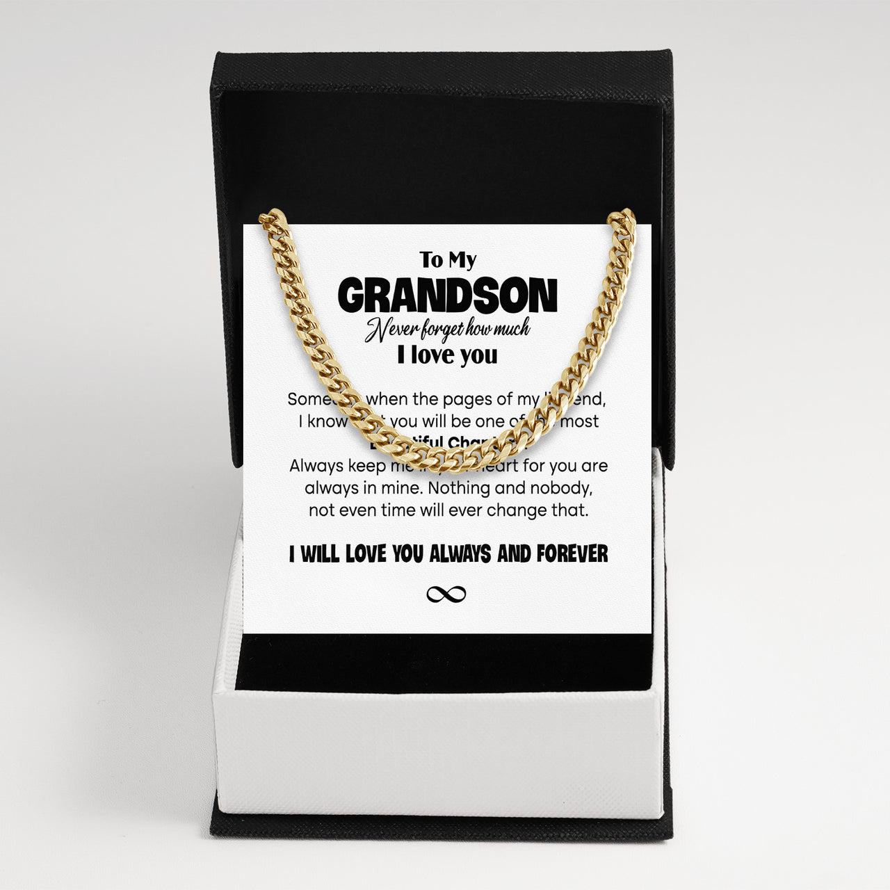 Cuban Necklace Gifts For Grandson With Personalized Message Card Necklace