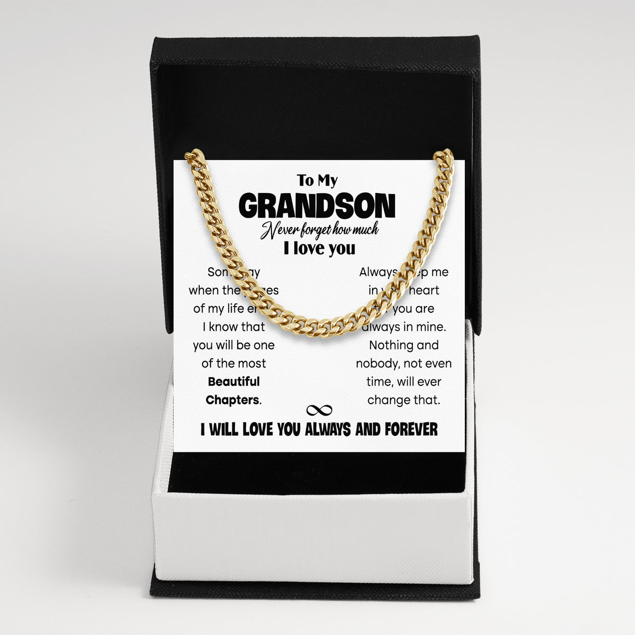 Cuban Necklace Gifts For Grandson With Personalized Message Card Necklace