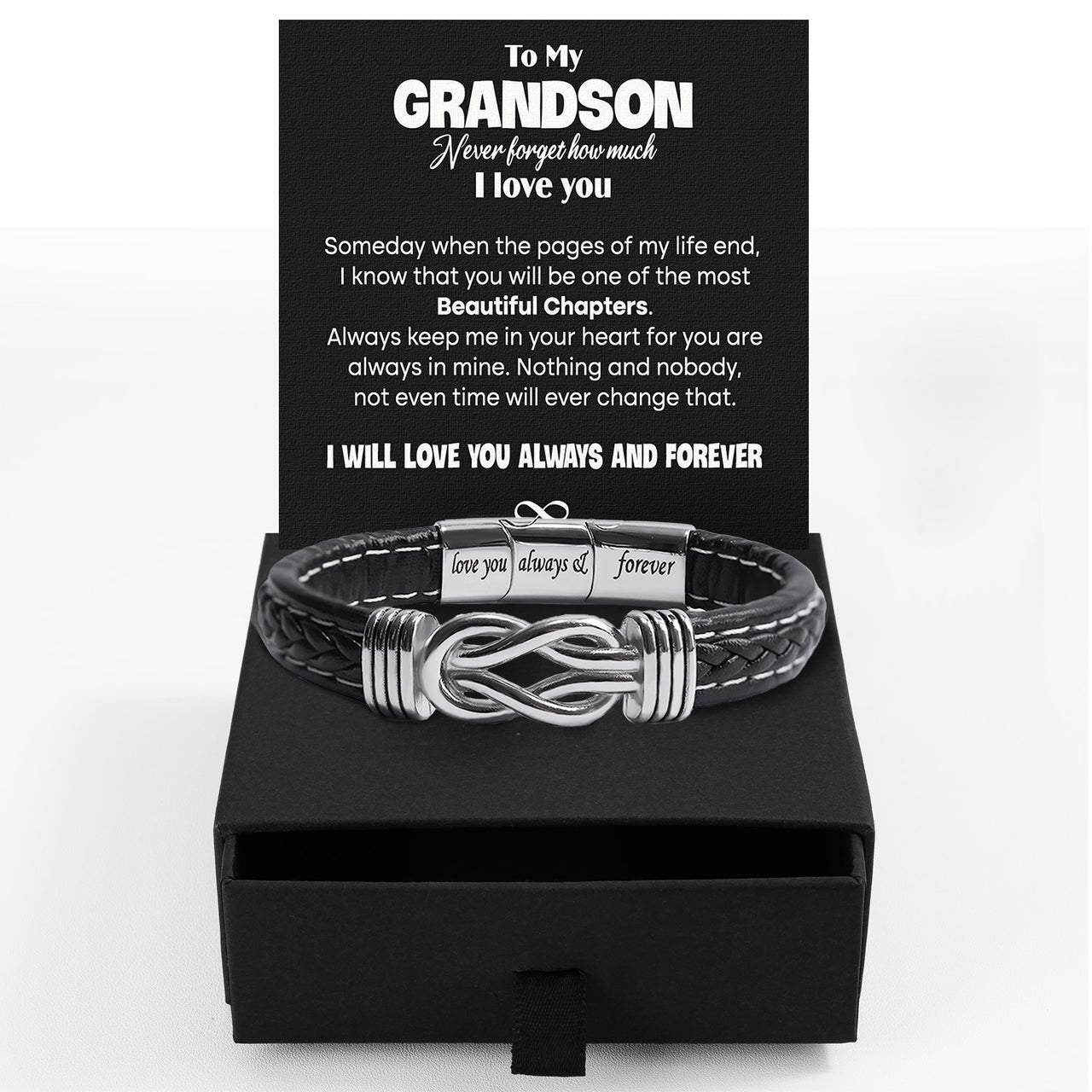 Bracelet Necklace Gifts For Grandson With Personalized Message Card Necklace