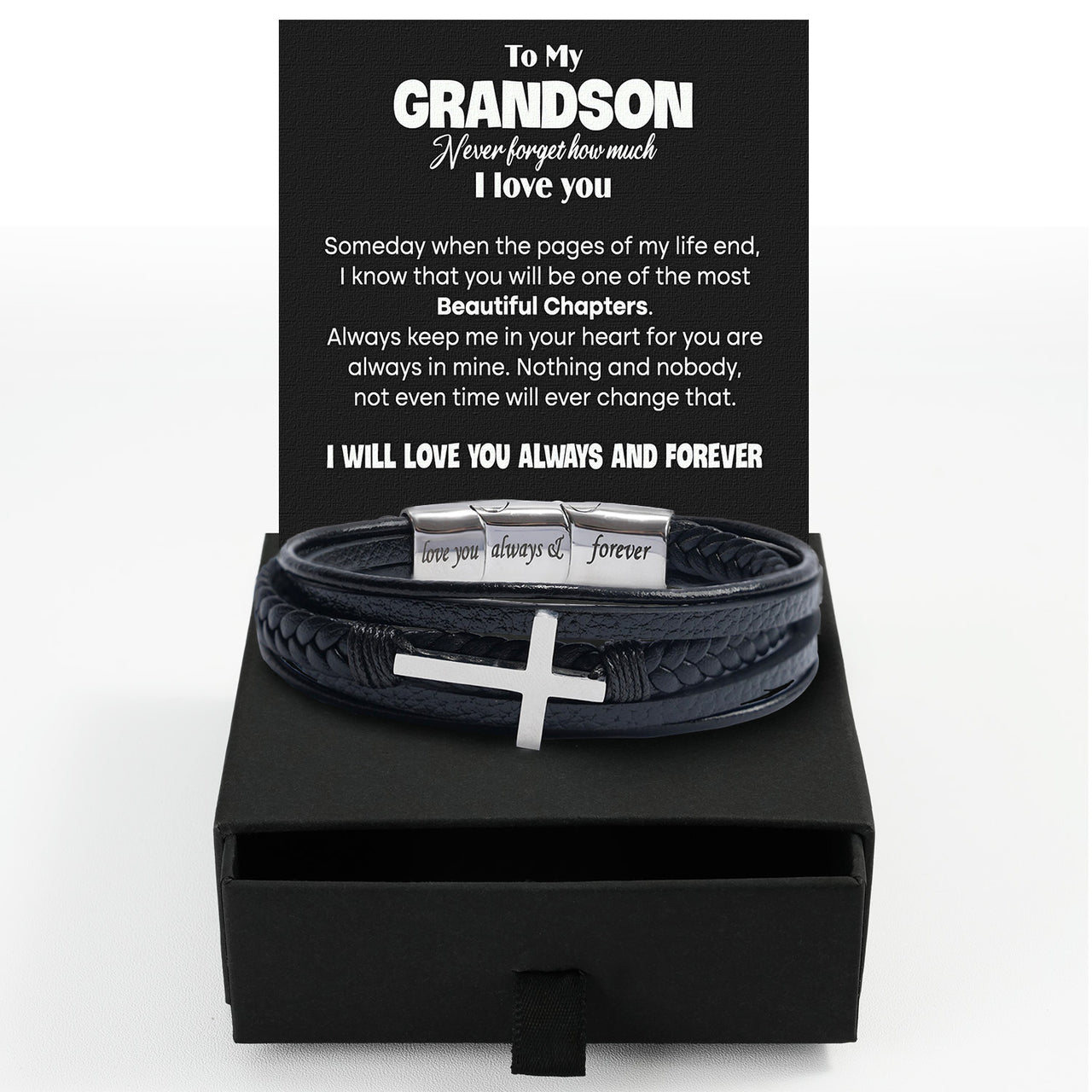 Bracelet Necklace Gifts For Grandson With Personalized Message Card Necklace