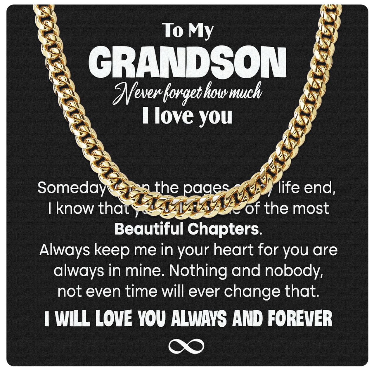 Cuban Necklace Gifts For Grandson With Personalized Message Card Necklace