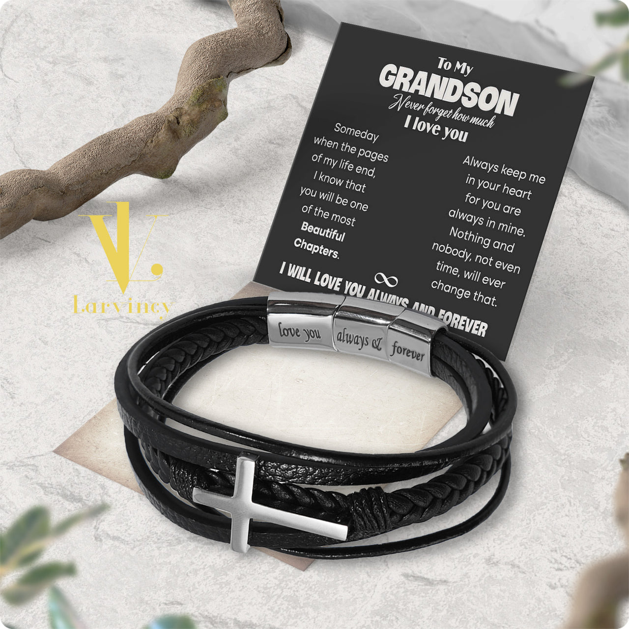 Bracelet Necklace Gifts For Grandson With Personalized Message Card Necklace