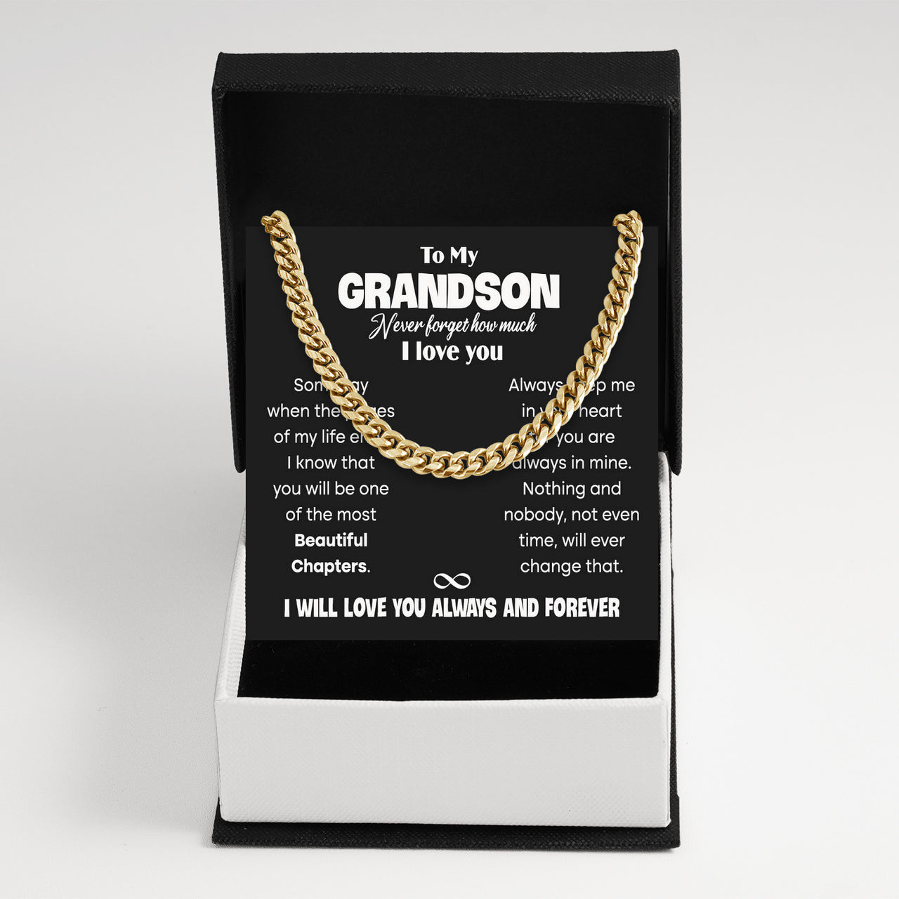 Cuban Necklace Gifts For Grandson With Personalized Message Card Necklace