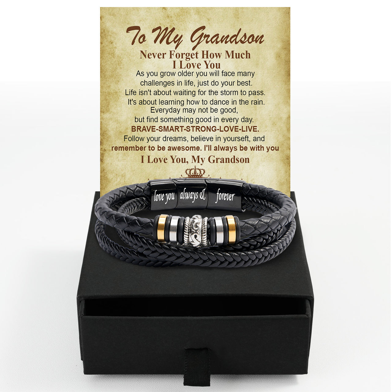 Bracelet Necklace Gifts For Grandson With Personalized Message Card Necklace