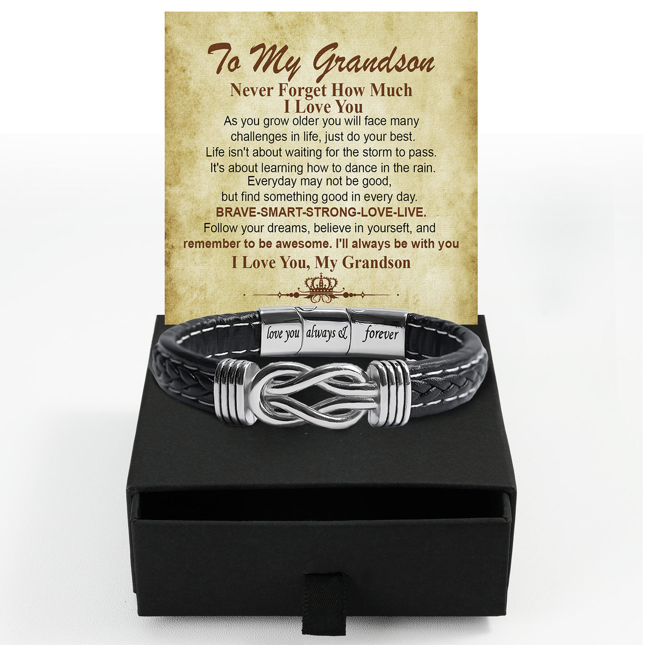 Bracelet Necklace Gifts For Grandson With Personalized Message Card Necklace