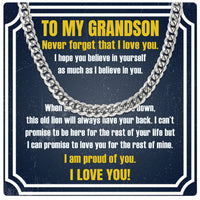 Thumbnail for Cuban Necklace Gifts For Grandson With Personalized Message Card Necklace