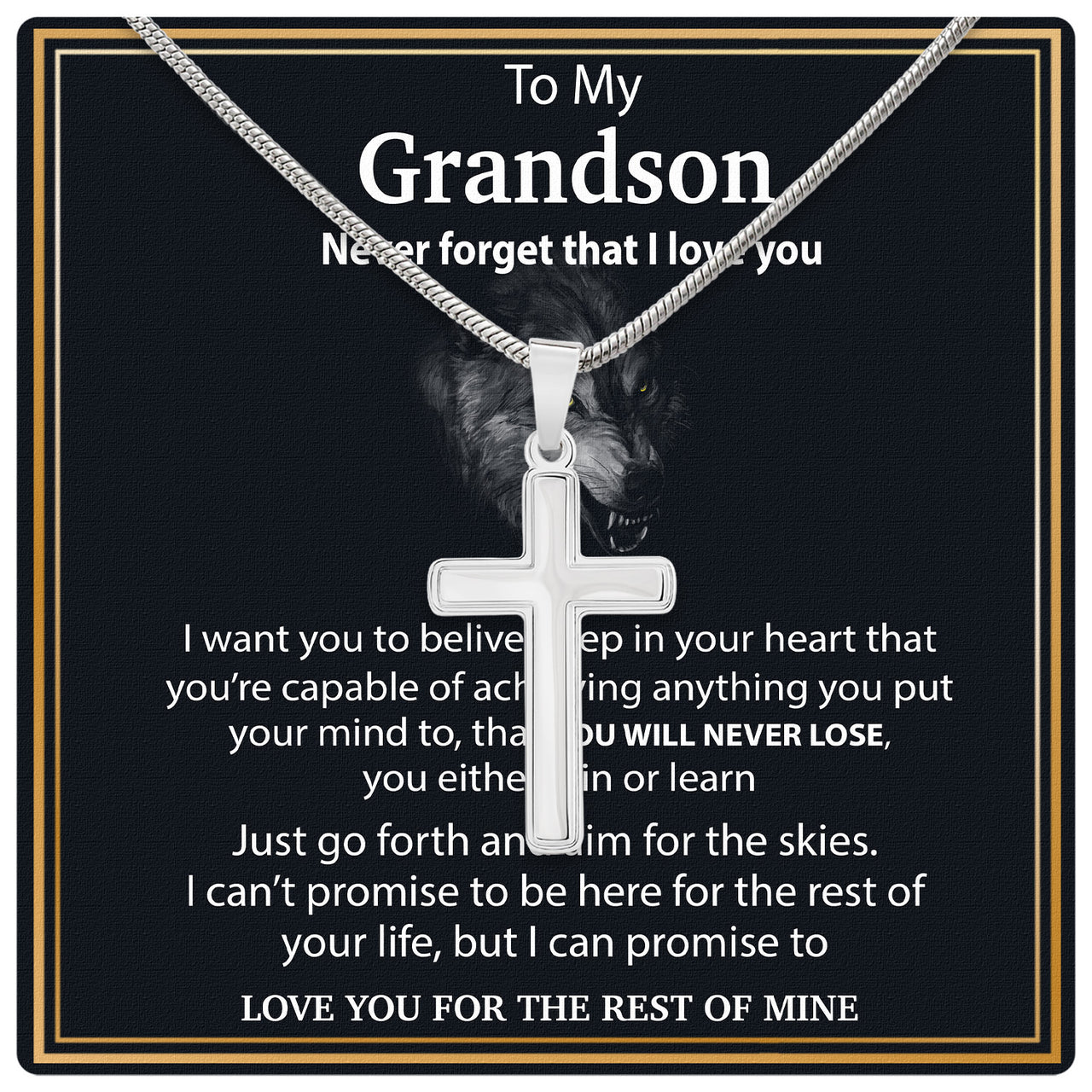 Cuban Necklace Gifts For Grandson With Personalized Message Card Necklace