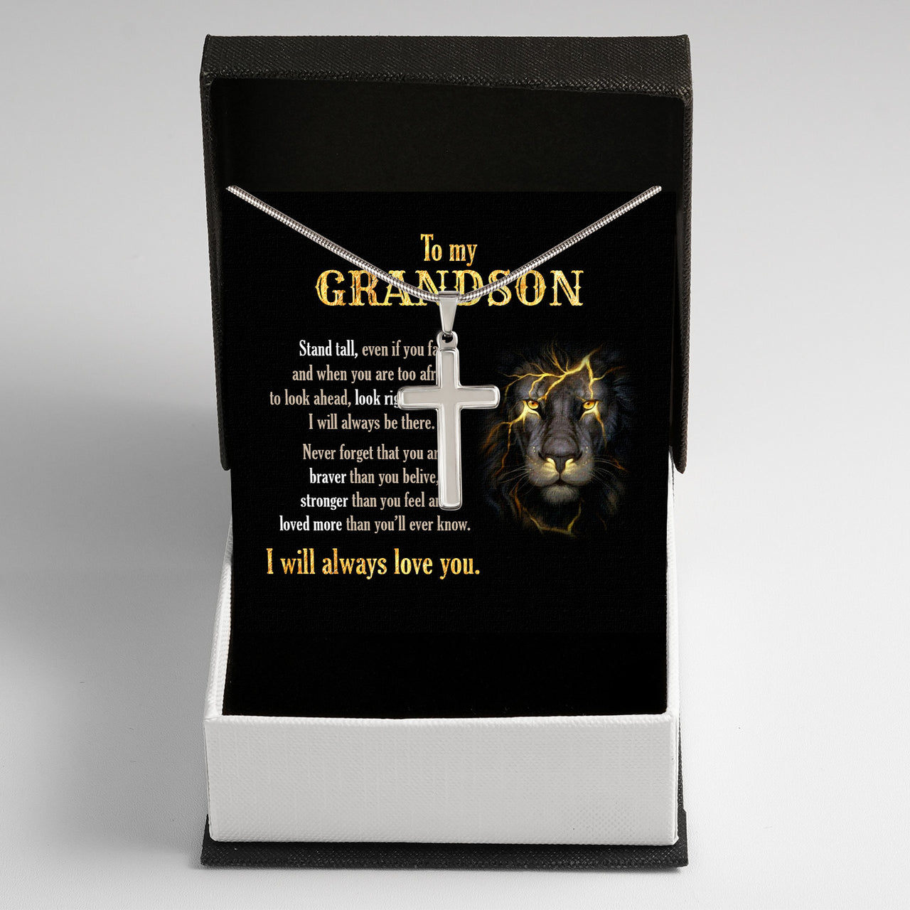 Cuban Necklace Gifts For Grandson With Personalized Message Card Necklace