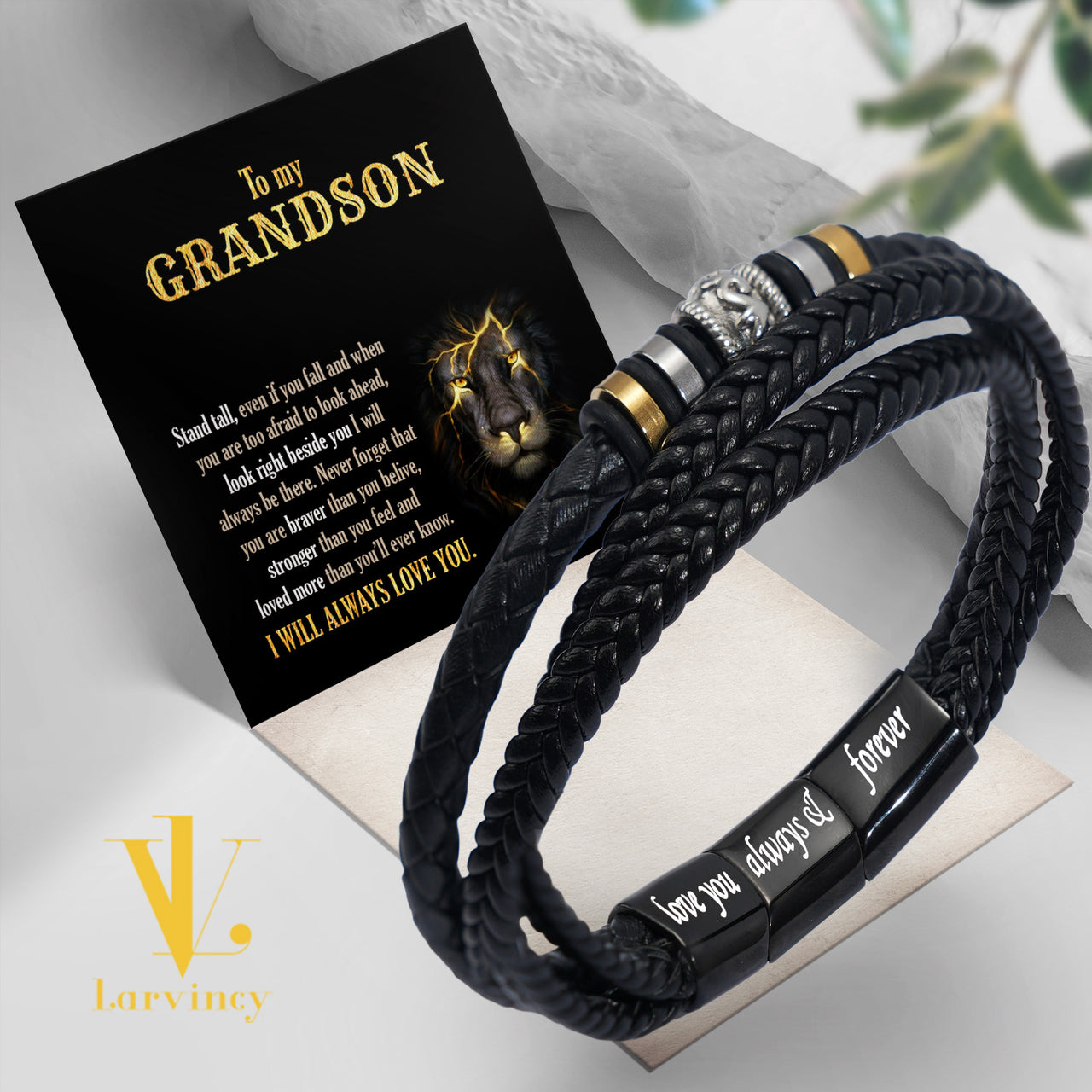 Bracelet Necklace Gifts For Grandson With Personalized Message Card Necklace