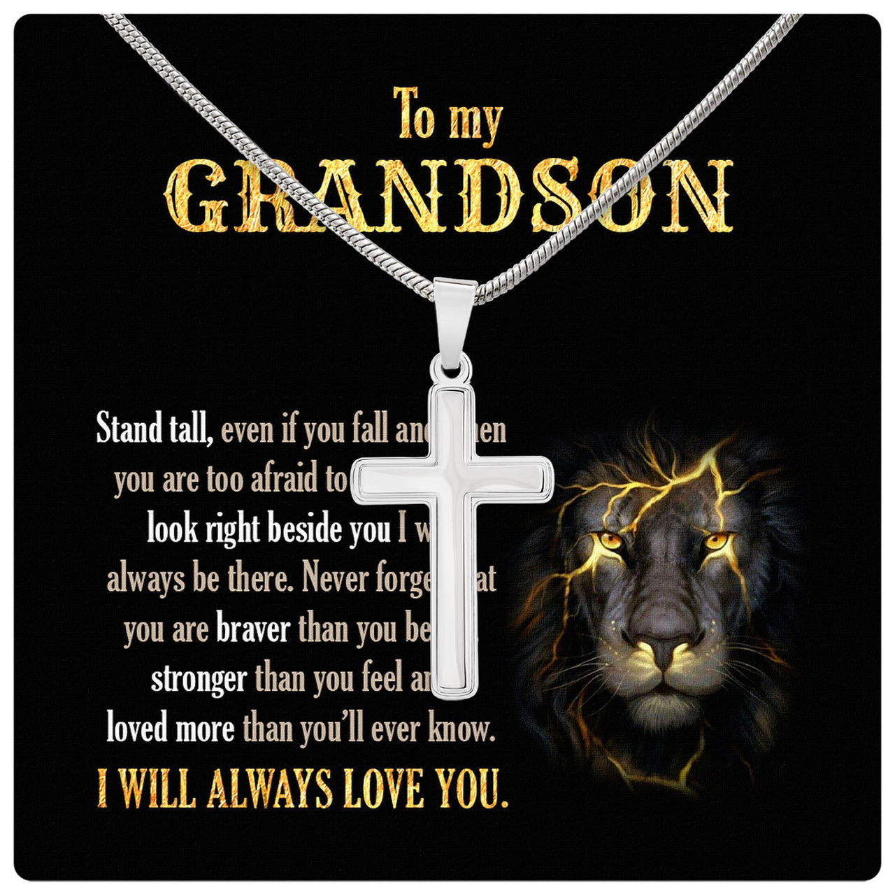 Cuban Necklace Gifts For Grandson With Personalized Message Card Necklace