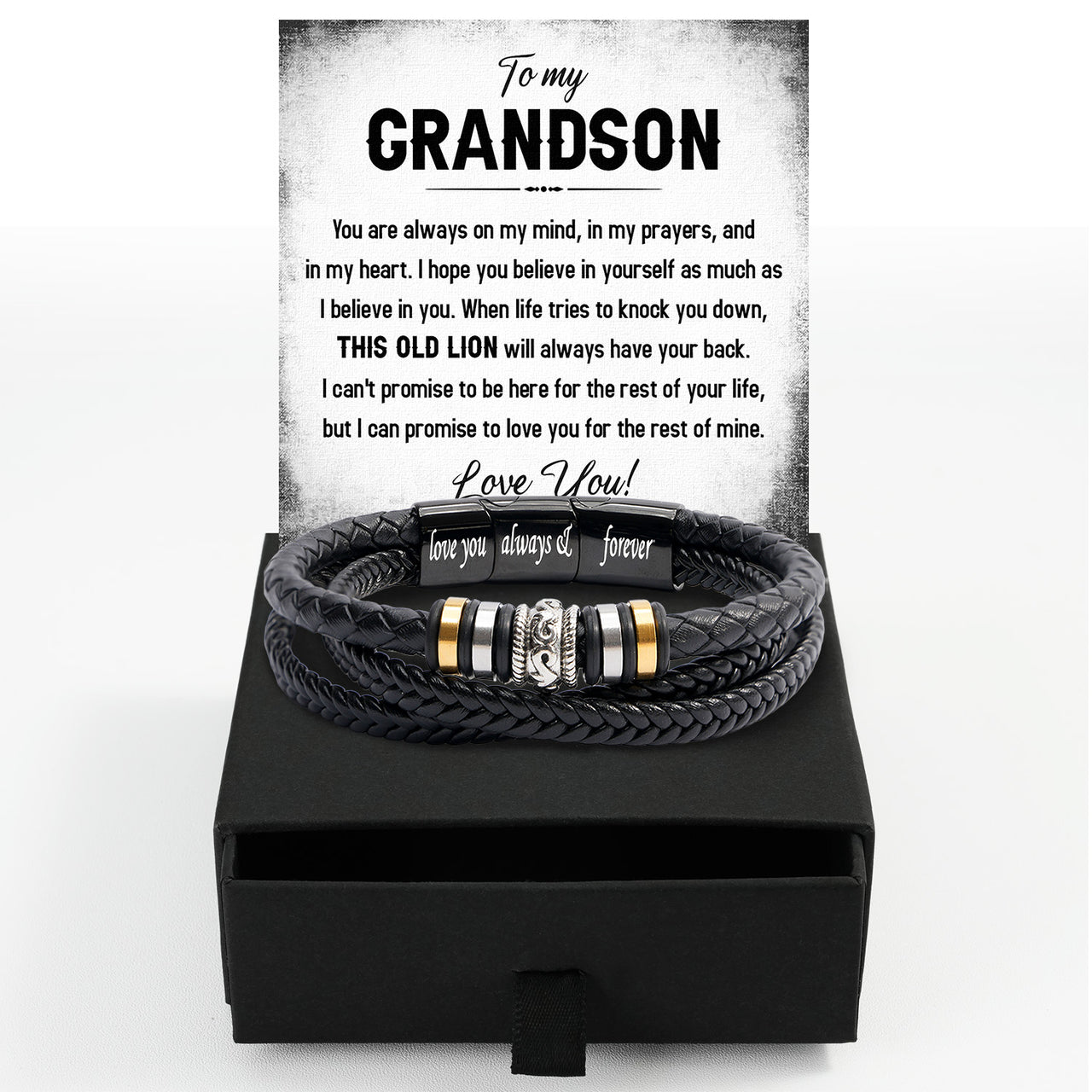 Bracelet Necklace Gifts For Grandson With Personalized Message Card Necklace