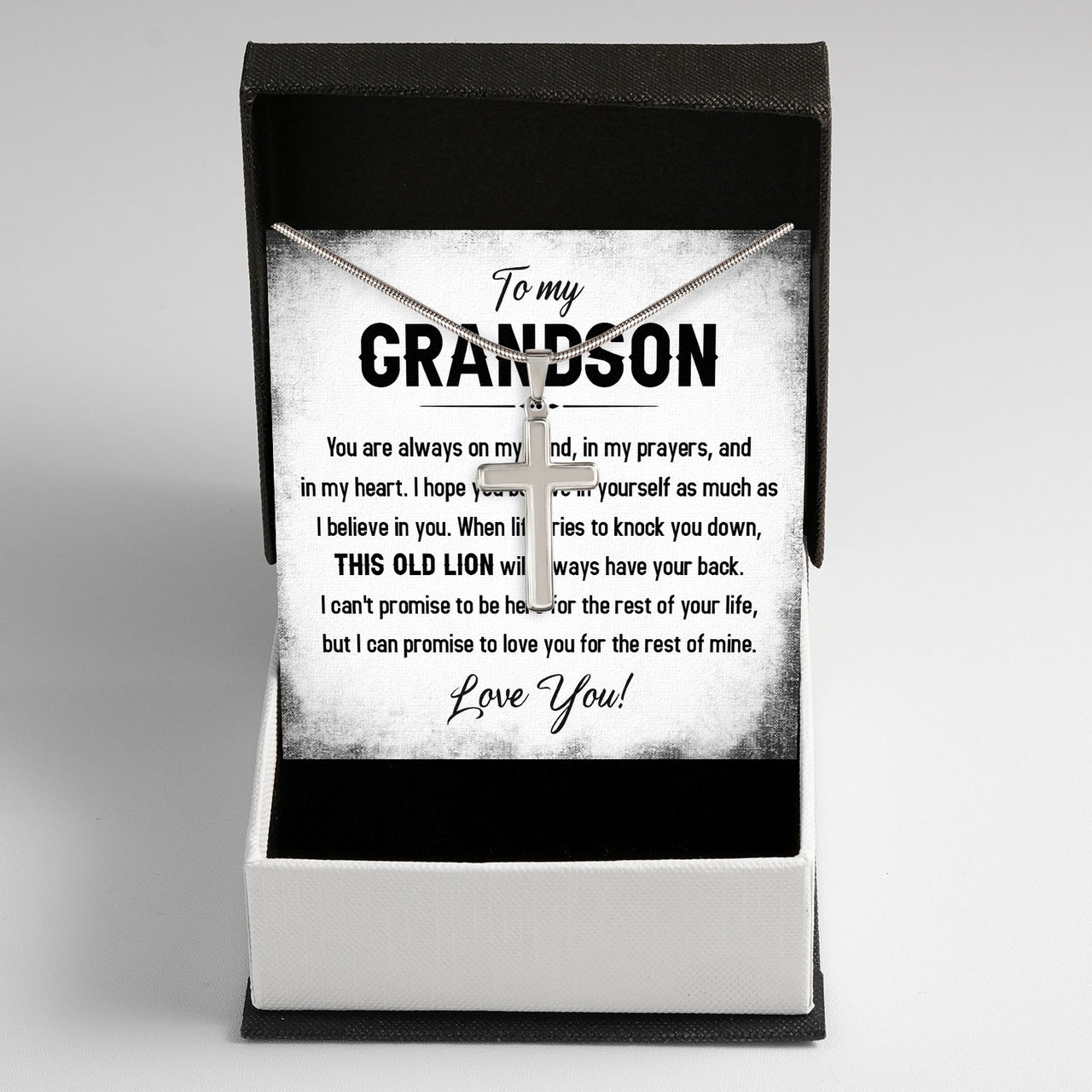 Cuban Necklace Gifts For Grandson With Personalized Message Card Necklace