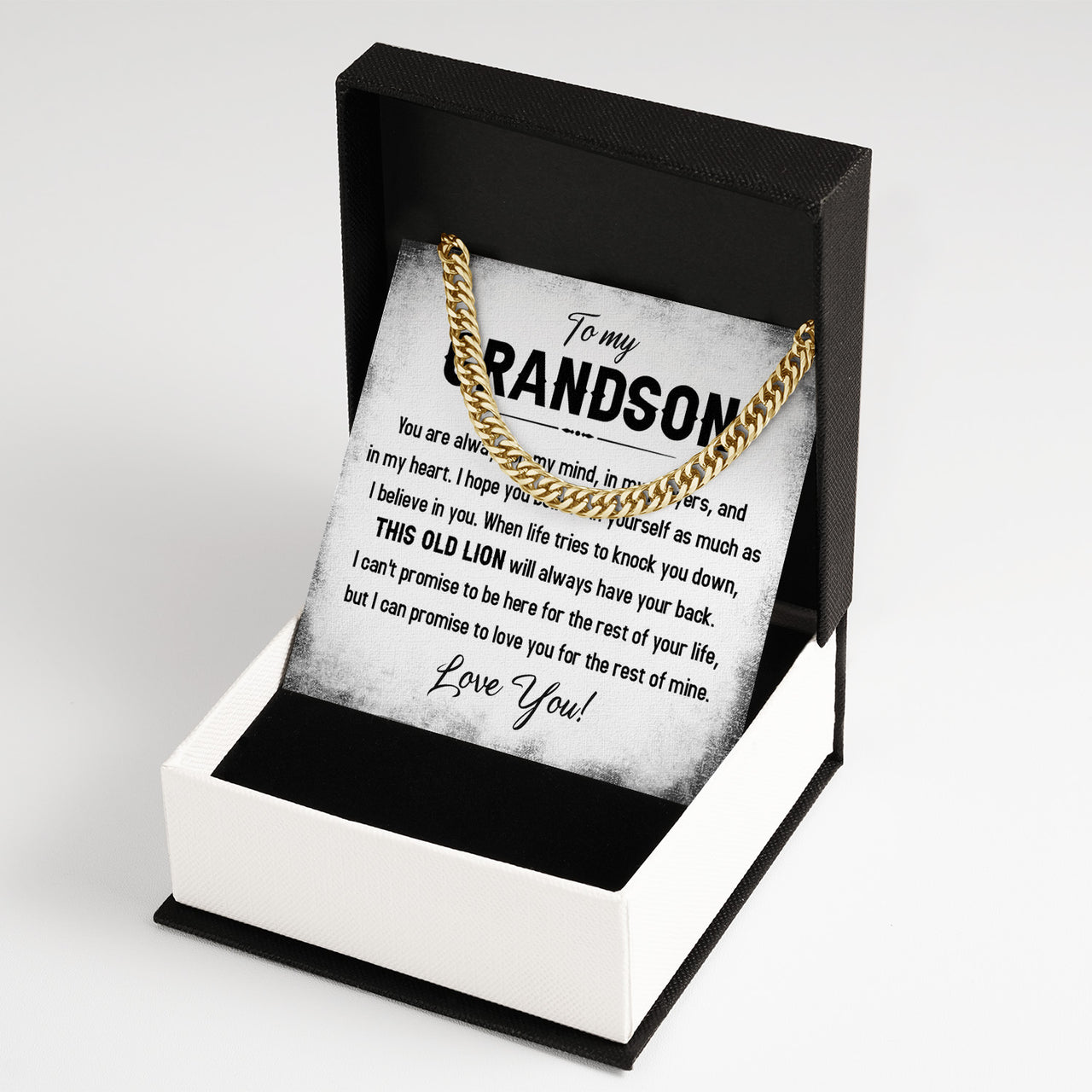 Cuban Necklace Gifts For Grandson With Personalized Message Card Necklace