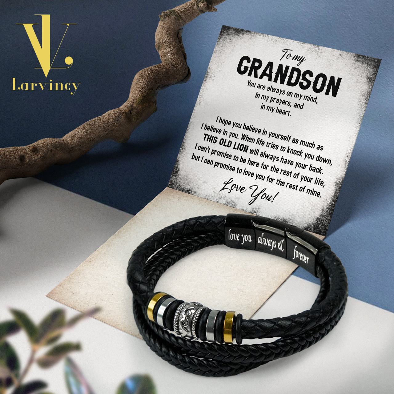 Bracelet Necklace Gifts For Grandson With Personalized Message Card Necklace