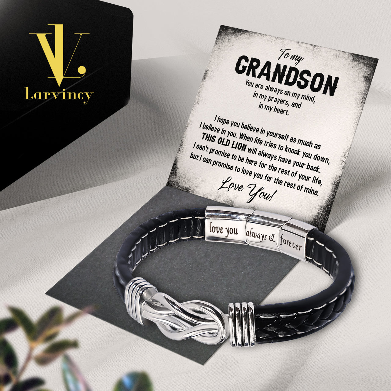 Bracelet Necklace Gifts For Grandson With Personalized Message Card Necklace