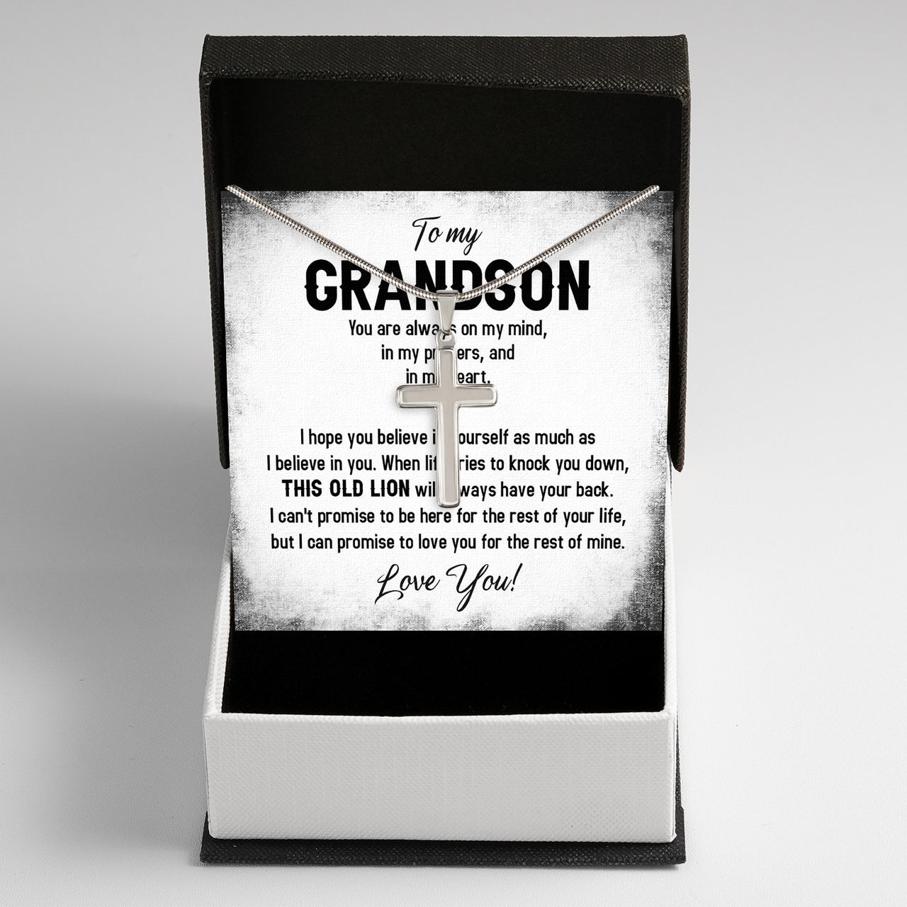 Cuban Necklace Gifts For Grandson With Personalized Message Card Necklace