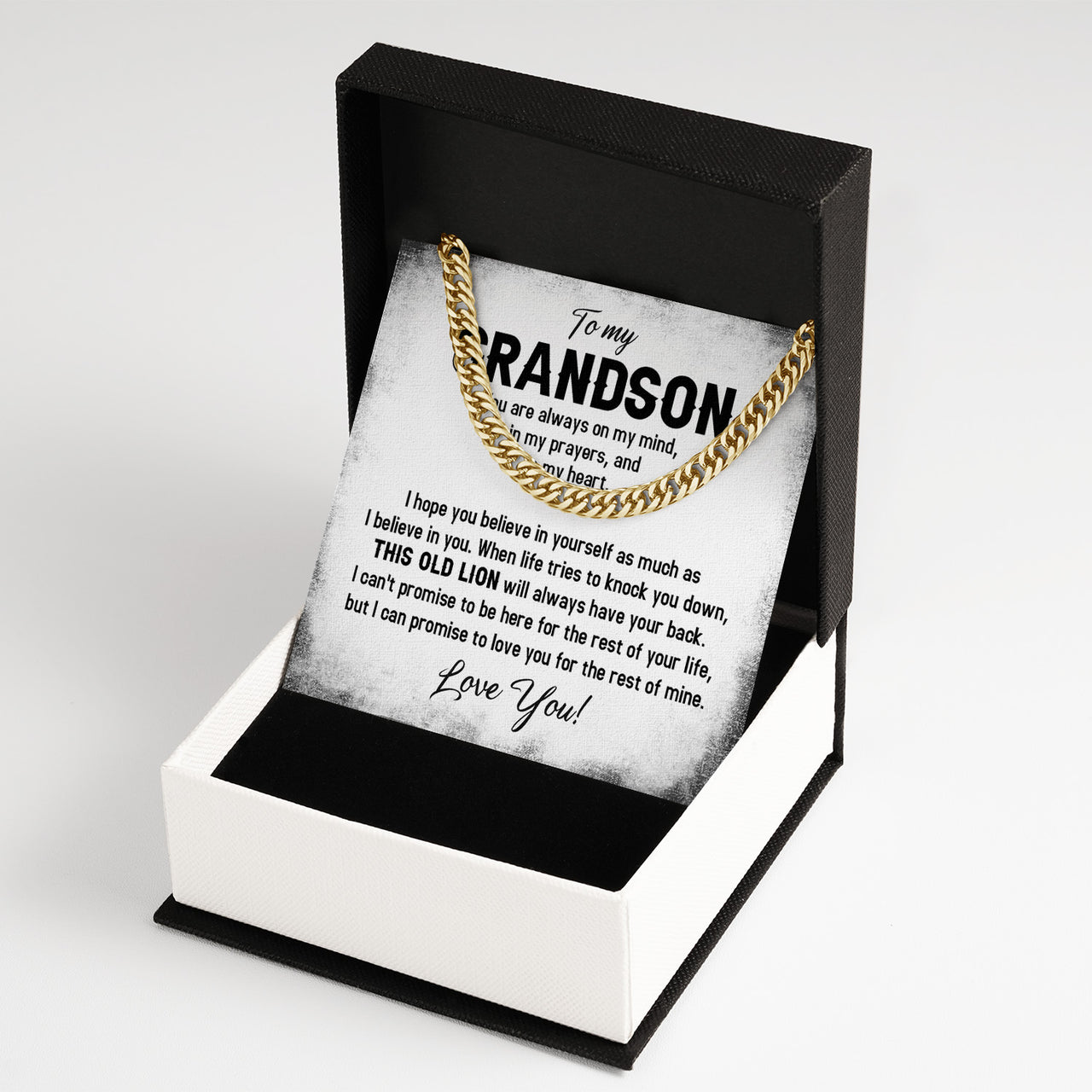 Cuban Necklace Gifts For Grandson With Personalized Message Card Necklace