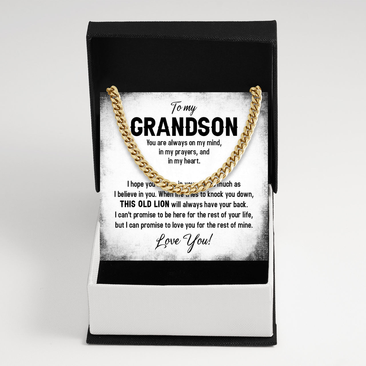 Cuban Necklace Gifts For Grandson With Personalized Message Card Necklace