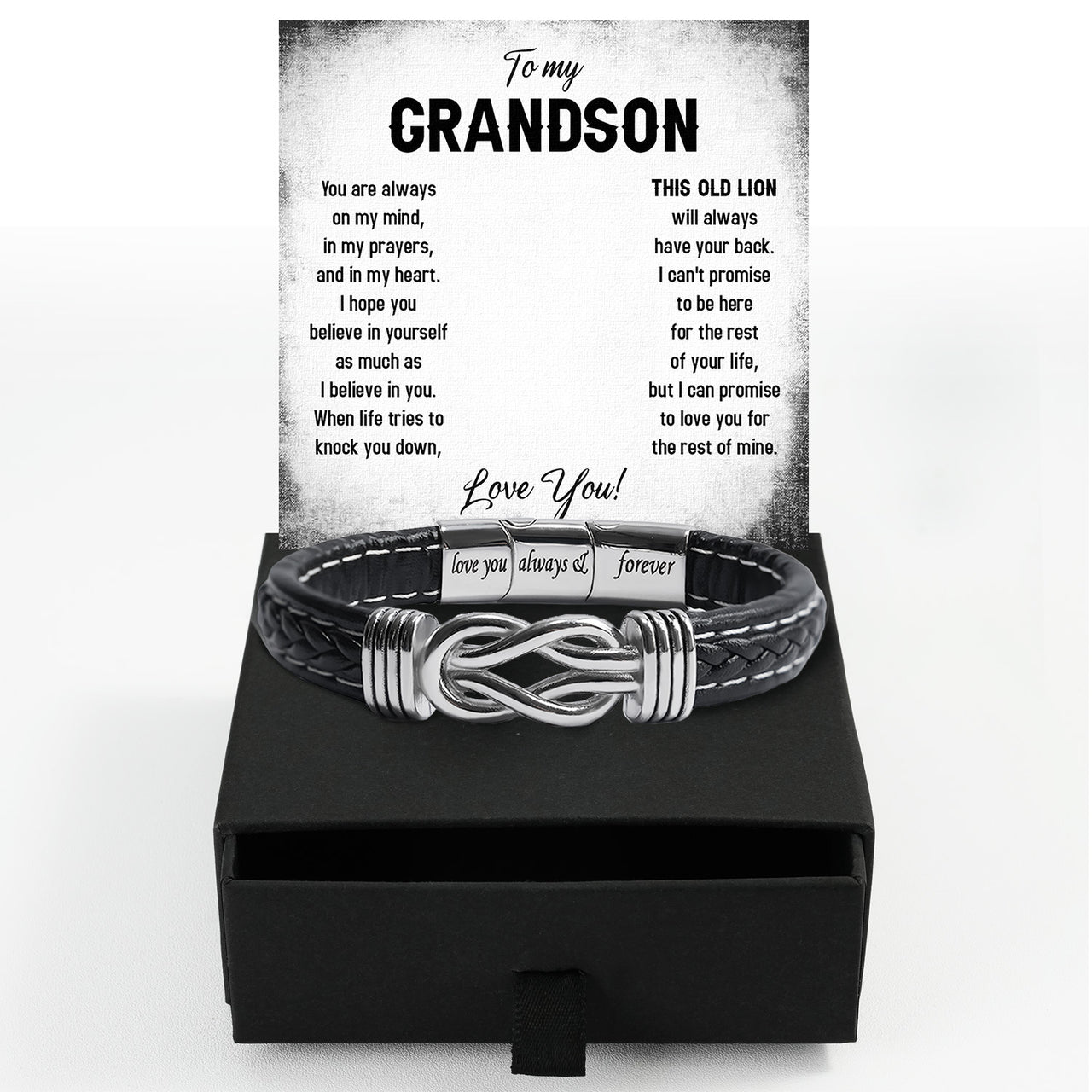 Bracelet Necklace Gifts For Grandson With Personalized Message Card Necklace