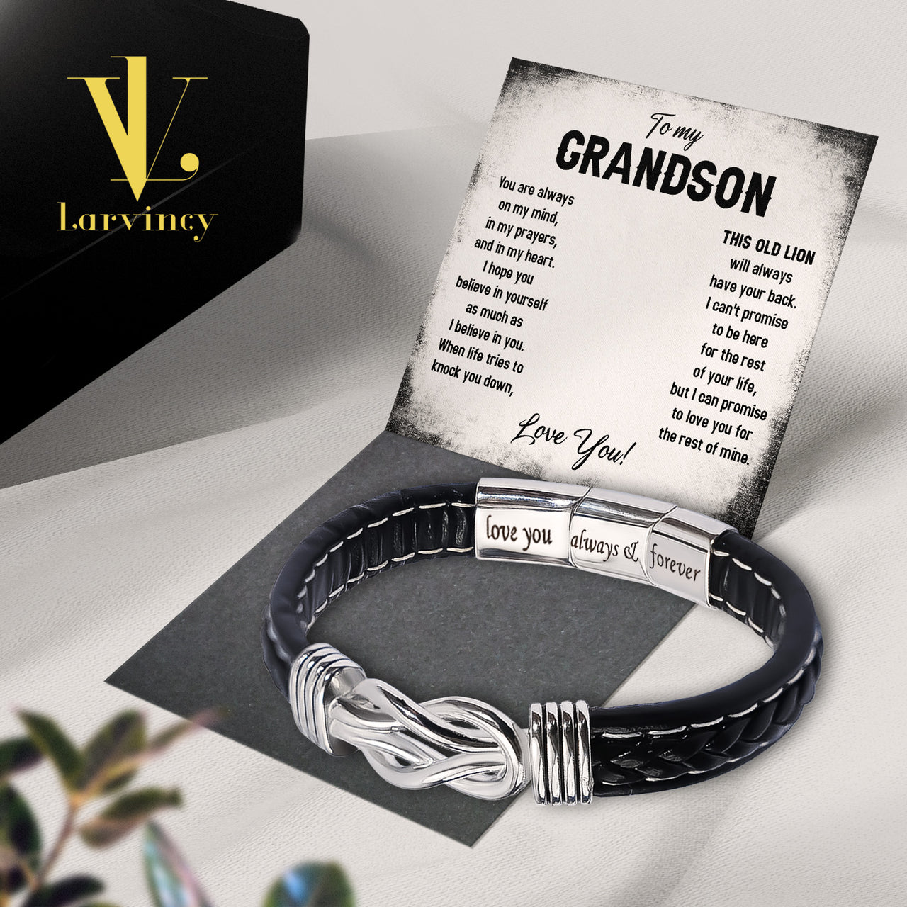 Bracelet Necklace Gifts For Grandson With Personalized Message Card Necklace