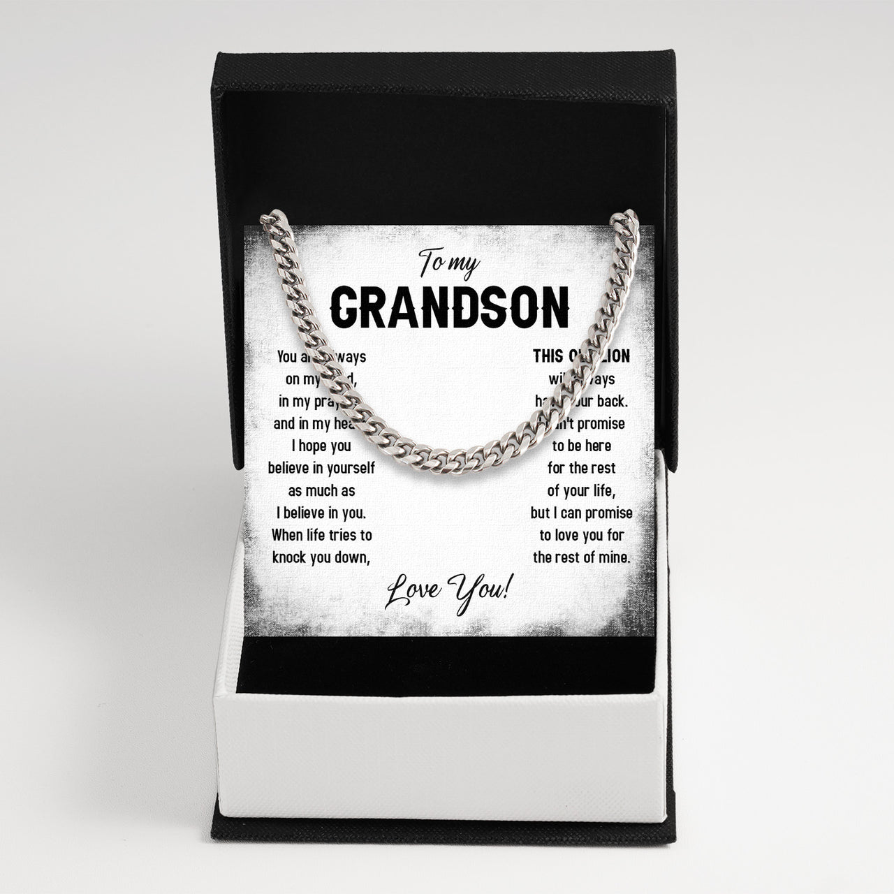 Cuban Necklace Gifts For Grandson With Personalized Message Card Necklace