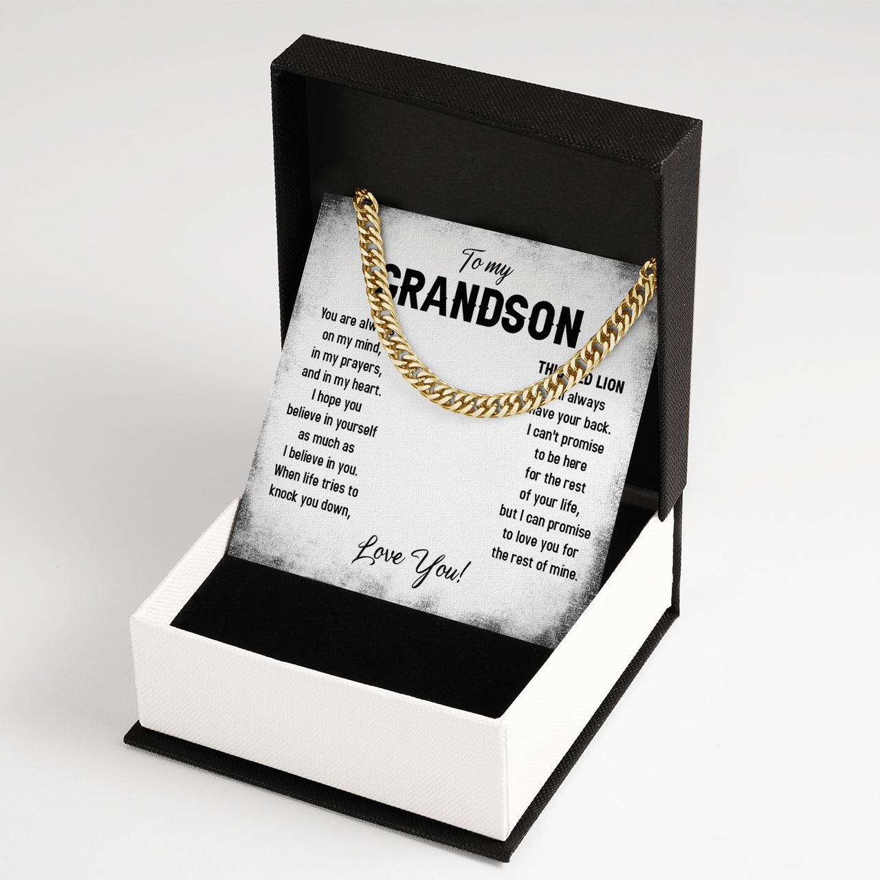 Cuban Necklace Gifts For Grandson With Personalized Message Card Necklace