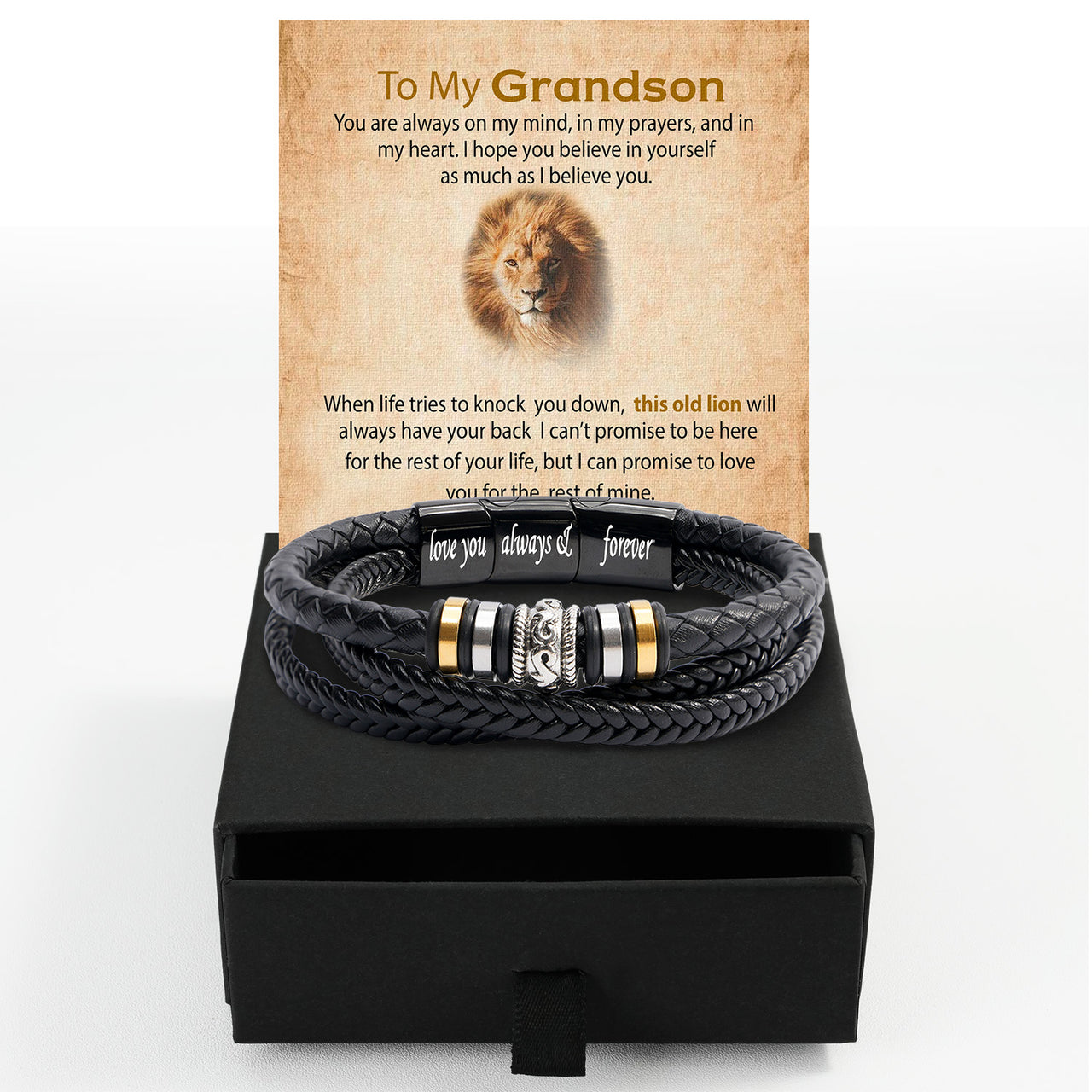 Bracelet Necklace Gifts For Grandson With Personalized Message Card Necklace