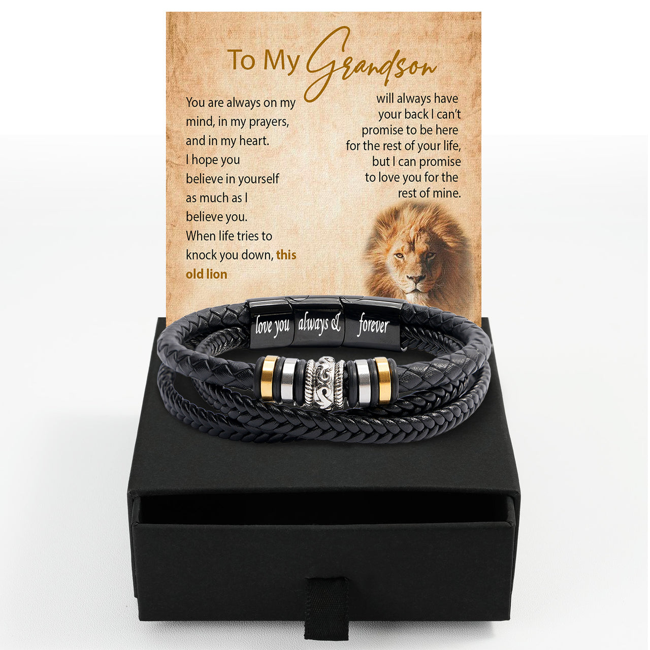 Bracelet Necklace Gifts For Grandson With Personalized Message Card Necklace