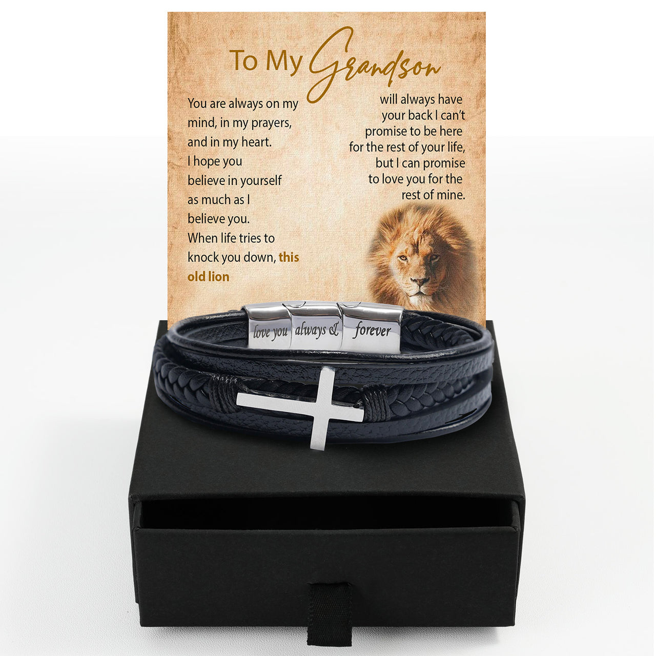 Bracelet Necklace Gifts For Grandson With Personalized Message Card Necklace