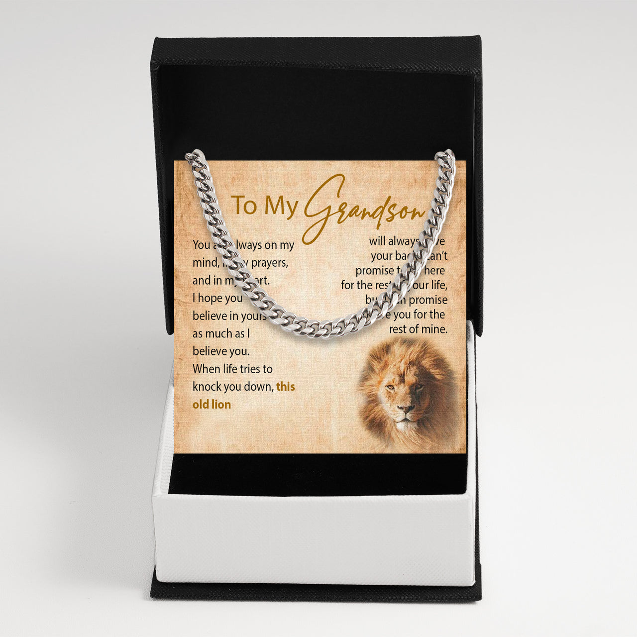 Cuban Necklace Gifts For Grandson With Personalized Message Card Necklace