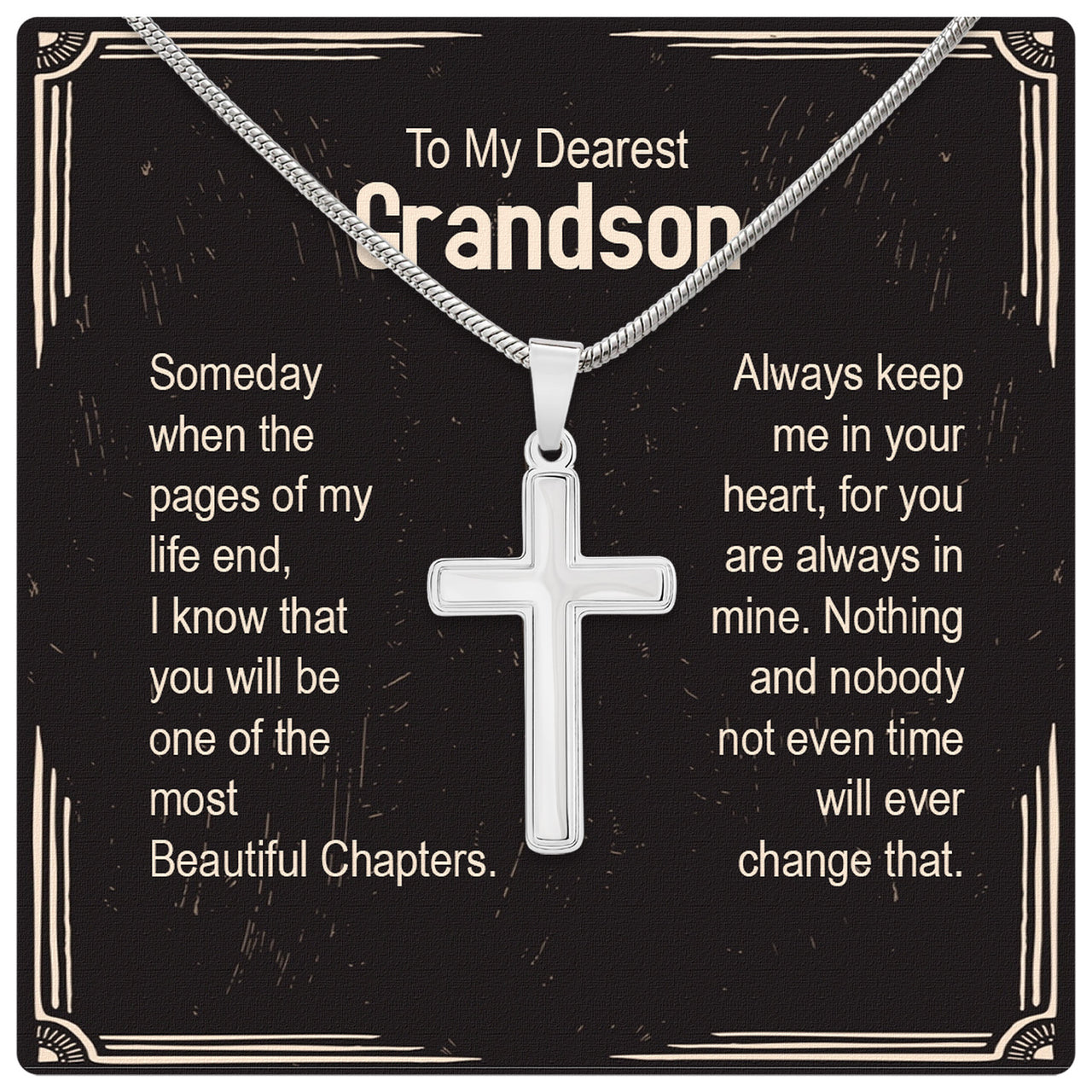 Cuban Necklace Gifts For Grandson With Personalized Message Card Necklace