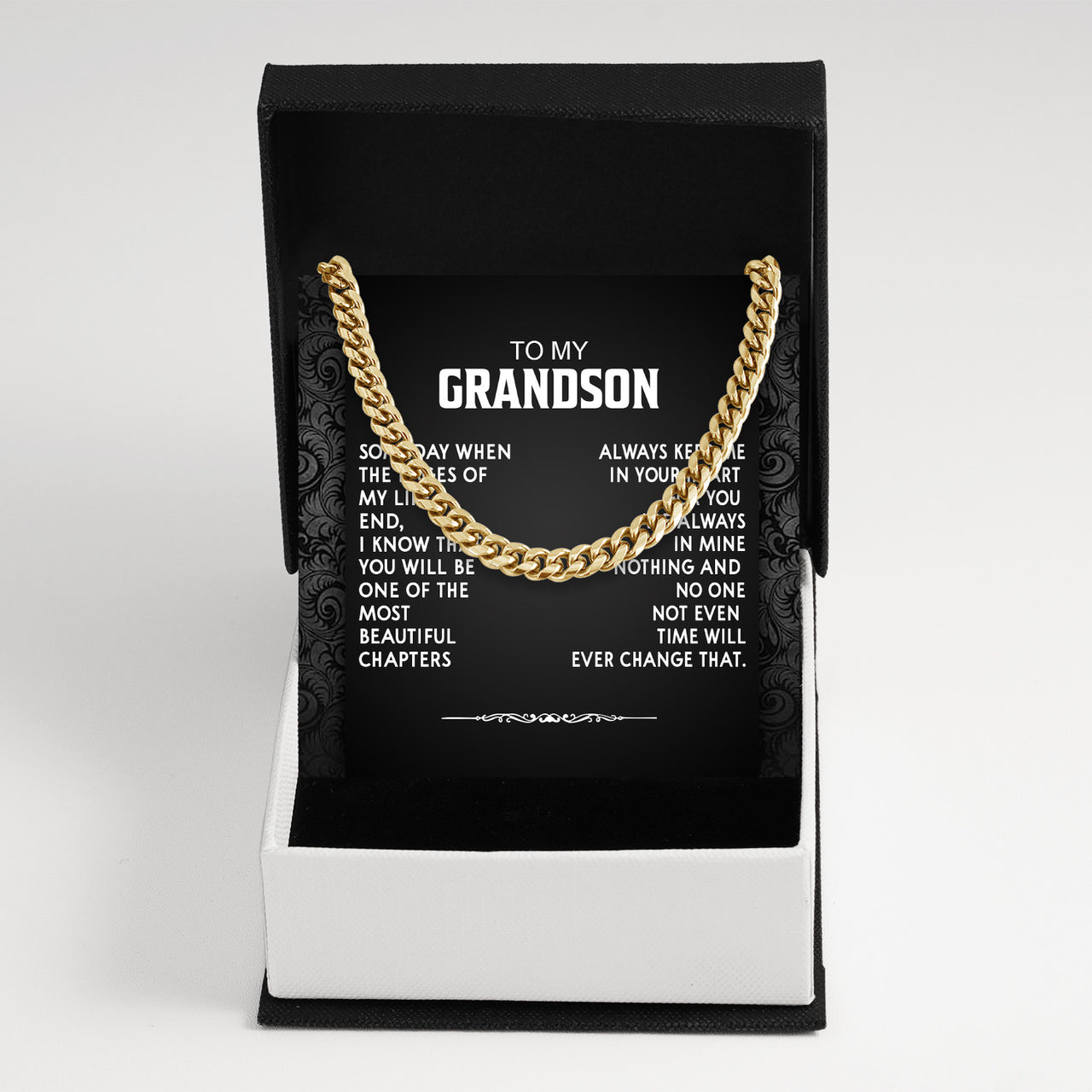 Cuban Necklace Gifts For Grandson With Personalized Message Card Necklace