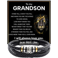 To My Grandson Bracelet With Heartfelt Message - Unique Jewelry For Men - Always Be There