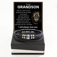 To My Grandson Bracelet With Heartfelt Message - Unique Jewelry For Men - Always Be There