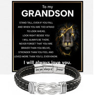 To My Grandson Linked Together Bracelet With Heartfelt Message - Unique Jewelry For Men - Always Be There