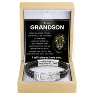 To My Grandson Linked Together Bracelet With Heartfelt Message - Unique Jewelry For Men - Always Be There