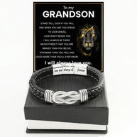 To My Grandson Linked Together Bracelet With Heartfelt Message - Unique Jewelry For Men - Always Be There