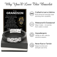 To My Grandson Linked Together Bracelet With Heartfelt Message - Unique Jewelry For Men - Always Be There