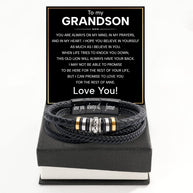 To My Grandson Bracelet With Heartfelt Message - Unique Jewelry For Men - Always On My Mind