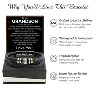 To My Grandson Bracelet With Heartfelt Message - Unique Jewelry For Men - Always On My Mind