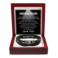 To My Grandson Bracelet With Heartfelt Message - Unique Jewelry For Men - Always On My Mind