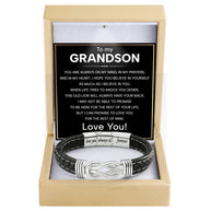 To My Grandson Linked Together Bracelet With Heartfelt Message - Unique Jewelry For Men - Always On My Mind