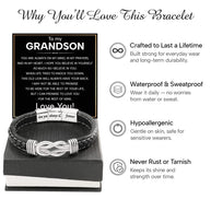 To My Grandson Linked Together Bracelet With Heartfelt Message - Unique Jewelry For Men - Always On My Mind