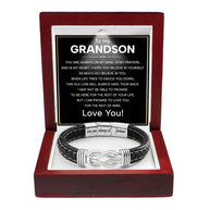 To My Grandson Linked Together Bracelet With Heartfelt Message - Unique Jewelry For Men - Always On My Mind