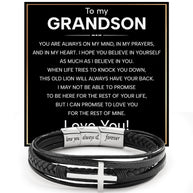 To My Grandson Cross Bracelet With Heartfelt Message - Unique Jewelry For Men - Always On My Mind