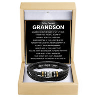 To My Grandson Bracelet With Heartfelt Message - Unique Jewelry For Men - Beautiful Chapters